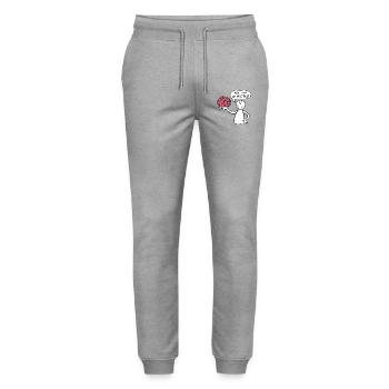 Stick Figure with Brain Funny Saying Brainless - Stanley/Stella Mover Unisex Organic Jogging Trousers - heather grey - Front - Marisol (170cm) & Nik (191cm)