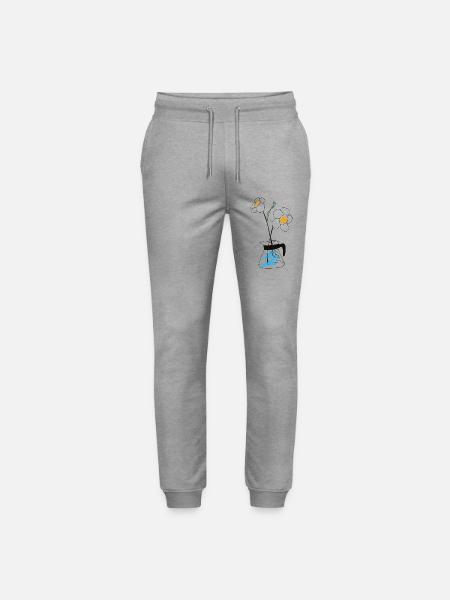 Coffee pot with flower - Stanley/Stella Mover Unisex Organic Jogging Trousers - heather grey