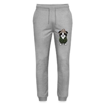 Border Collie Dog Cartoon - Stanley/Stella Mover Unisex Organic Jogging Trousers - heather grey - Front - Marisol (170cm) & Nik (191cm)