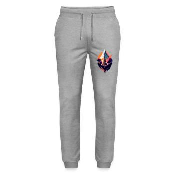 Abstract Tower of Paris - Stanley/Stella Mover Unisex Organic Jogging Trousers - heather grey - Front - Marisol (170cm) & Nik (191cm)