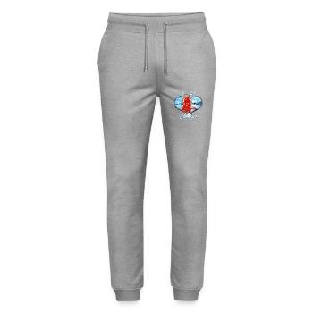 Rostock City Girl with Red Hair - Stanley/Stella Mover Unisex Organic Jogging Trousers - heather grey - Front - Marisol (170cm) & Nik (191cm)