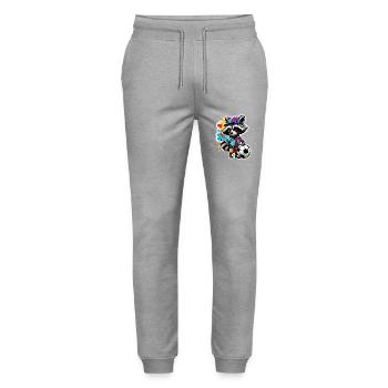 Soccer Raccoon / Animal / Soccer / Goal / Sports - Stanley/Stella Mover Unisex Organic Jogging Trousers - heather grey - Front - Marisol (170cm) & Nik (191cm)