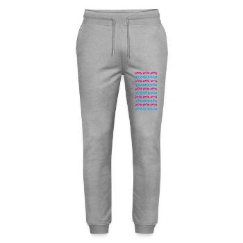 MOM trifft DAD, ein Dankeschön mit Herzen. - Stanley/Stella Unisex Bio Jogginghose Mover  - Grau meliert - Vorne - Marisol (170cm) & Nik (191cm)