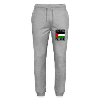 I stand with palestine - Stanley/Stella Mover Unisex Organic Jogging Trousers - heather grey - Front - Marisol (170cm) & Nik (191cm)