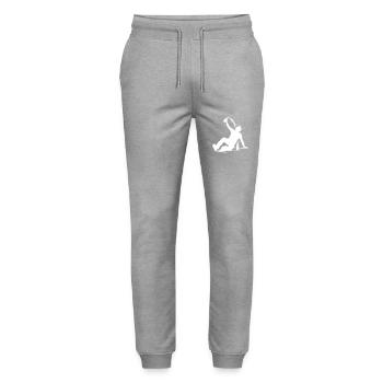 Drinking Beer Silhouette - Stanley/Stella Mover Unisex Organic Jogging Trousers - heather grey - Front - Marisol (170cm) & Nik (191cm)