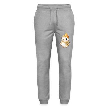 Niedliche Eule mit Schal und Pudelmütze. - Stanley/Stella Unisex Bio Jogginghose Mover  - Grau meliert - Vorne - Marisol (170cm) & Nik (191cm)