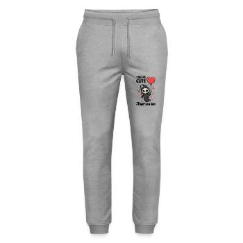 Mignon Grim Reaper avec un coeur romantique - Pantalon de jogging bio MOVER Stanley/Stella unisexe - gris chiné - Devant - Marisol (170cm) & Nik (191cm)