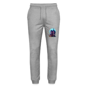 Spooky Villa Halloween - Stanley/Stella Mover Unisex Organic Jogging Trousers - heather grey - Front - Marisol (170cm) & Nik (191cm)