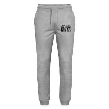 I have really cool tattoos under here but i'm cold - Pantalon de jogging bio MOVER Stanley/Stella unisexe - gris chiné - Devant - Marisol (170cm) & Nik (191cm)