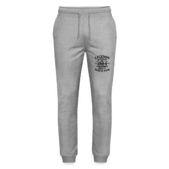 Vintage 1984 né légendes cadeau d’anniversaire - Pantalon de jogging bio MOVER Stanley/Stella unisexe - gris chiné - Devant - Marisol (170cm) & Nik (191cm)