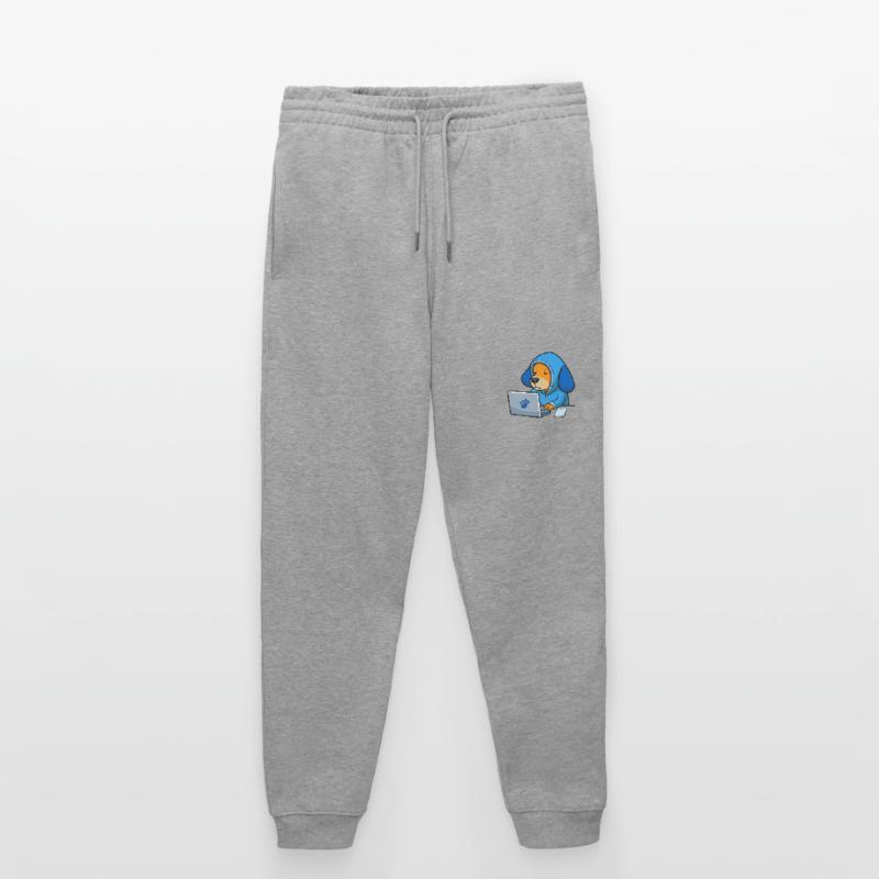 Un chien hacker mignon dort dans un sweat à capuche devant le PC Pantalon de jogging bio MOVER Stanley/Stella unisexe