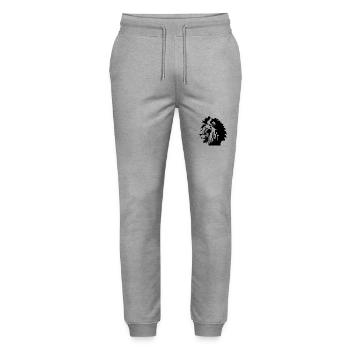 Geometric Lion - Stanley/Stella Mover Unisex Organic Jogging Trousers - heather grey - Front - Marisol (170cm) & Nik (191cm)