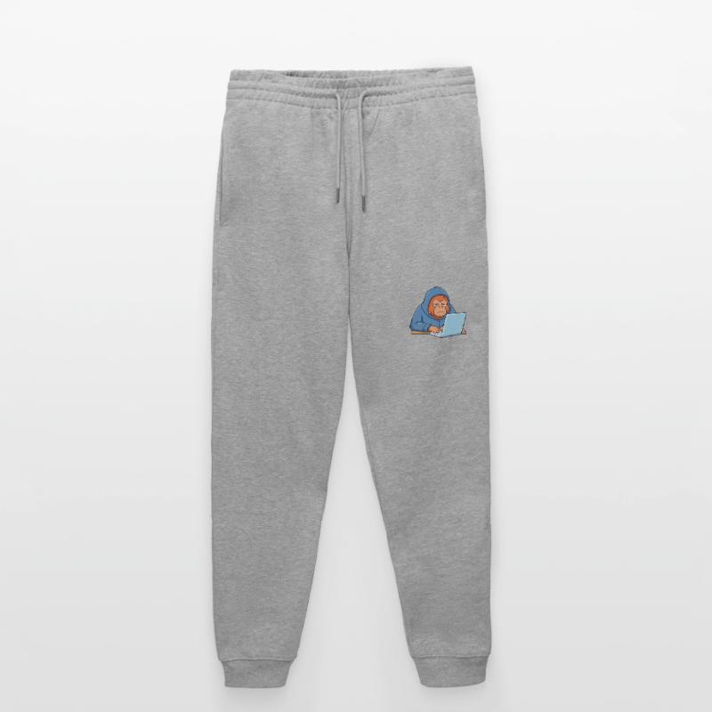 Mignon orang-outan hacker dans un sweat à capuche devant le PC Pantalon de jogging bio MOVER Stanley/Stella unisexe