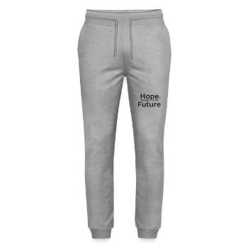 Yoga Motivations Shirt, Hope is beginn of Future - Stanley/Stella Unisex Bio Jogginghose Mover  - Grau meliert - Vorne - Marisol (170cm) & Nik (191cm)