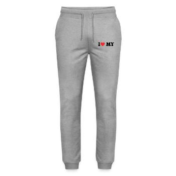 I love My - Stanley/Stella Mover Unisex Organic Jogging Trousers - heather grey - Front - Marisol (170cm) & Nik (191cm)
