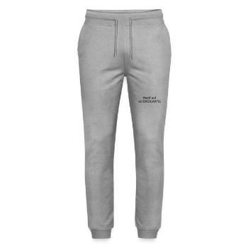 Motivations Shirt, Yoga Shirt, sein Einzigartig - Stanley/Stella Unisex Bio Jogginghose Mover  - Grau meliert - Vorne - Marisol (170cm) & Nik (191cm)