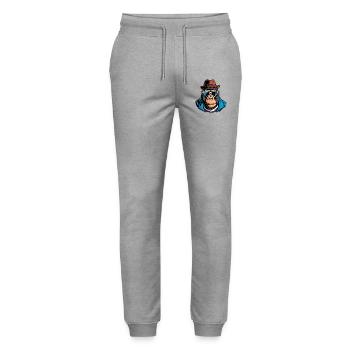 gorilla hut brille anzug - Stanley/Stella Unisex Bio Jogginghose Mover  - Grau meliert - Vorne - Marisol (170cm) & Nik (191cm)