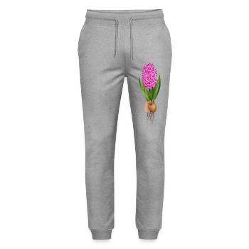 Jacinthe rouge – fleurs fortes avec bulbe - Pantalon de jogging bio MOVER Stanley/Stella unisexe - gris chiné - Devant - Marisol (170cm) & Nik (191cm)