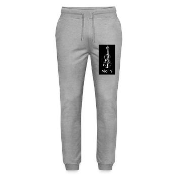 Black Violin Silhouette - Stanley/Stella Mover Unisex Organic Jogging Trousers - heather grey - Front - Marisol (170cm) & Nik (191cm)