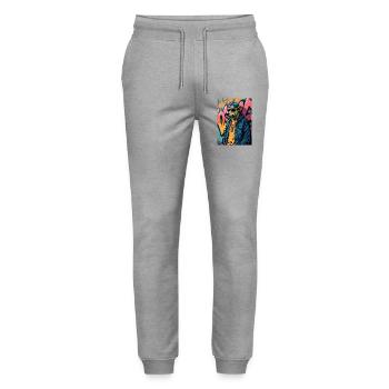 Graffiti Dog Streetwear - Stanley/Stella Mover Unisex Organic Jogging Trousers - heather grey - Front - Marisol (170cm) & Nik (191cm)