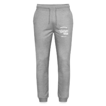 May 1969 Birthday 57 years old - Born May 1969 - Stanley/Stella Mover Unisex Organic Jogging Trousers - heather grey - Front - Marisol (170cm) & Nik (191cm)