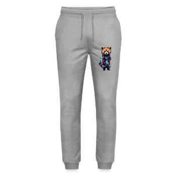 Bunter Panda Aquarell-Design - Stanley/Stella Unisex Bio Jogginghose Mover  - Grau meliert - Vorne - Marisol (170cm) & Nik (191cm)