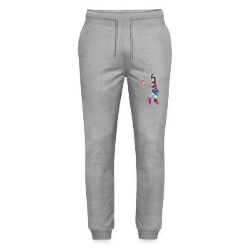 Volleyball sport #volleyball - Stanley/Stella Mover Unisex Organic Jogging Trousers - heather grey - Front - Marisol (170cm) & Nik (191cm)