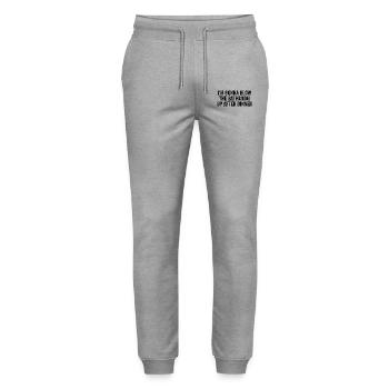 Im going to blow the bathroom up after dinner | Funny - Stanley/Stella Mover Unisex Organic Jogging Trousers - heather grey - Front - Marisol (170cm) & Nik (191cm)