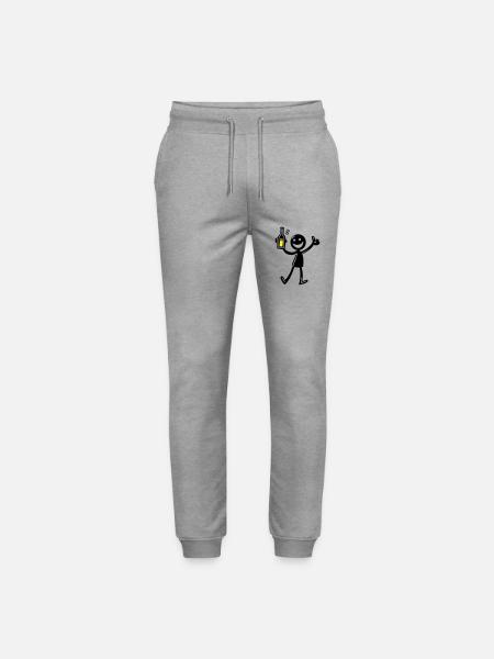 Drinking Comic Illustration Beer - Stanley/Stella Mover Unisex Organic Jogging Trousers - heather grey
