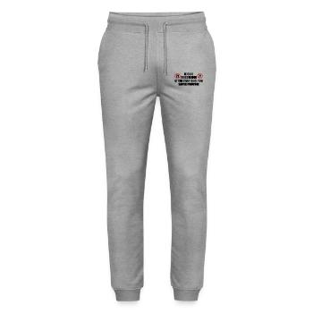 Ich habe das Down-Syndrom und du, was ist deine Macht - Stanley/Stella Unisex Bio Jogginghose Mover  - Grau meliert - Vorne - Marisol (170cm) & Nik (191cm)