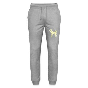 Husky Hund Silhouette - Stanley/Stella Unisex Bio Jogginghose Mover  - Grau meliert - Vorne - Marisol (170cm) & Nik (191cm)