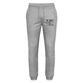 Couples with Crescent, Crescent Fans Gift - Stanley/Stella Mover Unisex Organic Jogging Trousers - heather grey - Front - Marisol (170cm) & Nik (191cm)