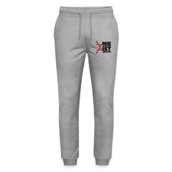 Nie wieder ist jetzt - Stanley/Stella Unisex Bio Jogginghose Mover  - Grau meliert - Vorne - Marisol (170cm) & Nik (191cm)