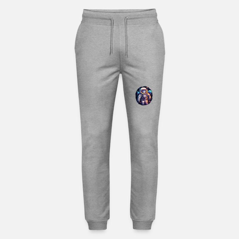Cat Space Astronaut Universe - Stanley/Stella Mover Unisex Organic Jogging Trousers - heather grey