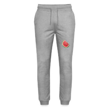 Watermelon slice - juicy delicacies - Stanley/Stella Mover Unisex Organic Jogging Trousers - heather grey - Front - Marisol (170cm) & Nik (191cm)