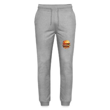 Cheeseburger Delight - Stanley/Stella Mover Unisex Organic Jogging Trousers - heather grey - Front - Marisol (170cm) & Nik (191cm)