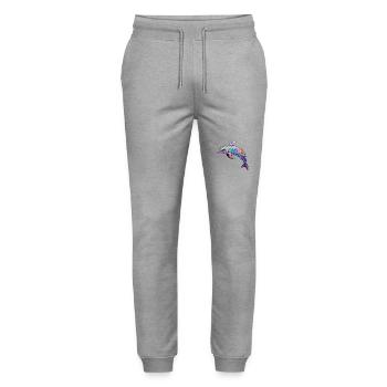 Delphin -lebendige Farben - Korallenkaleidoskop - Stanley/Stella Unisex Bio Jogginghose Mover  - Grau meliert - Vorne - Marisol (170cm) & Nik (191cm)