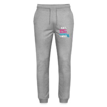 Eat, Don´t sleep, Games i need - Stanley/Stella Unisex Bio Jogginghose Mover  - Grau meliert - Vorne - Marisol (170cm) & Nik (191cm)