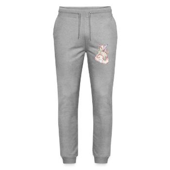 Pastellwellen Fantasiemuster - Stanley/Stella Unisex Bio Jogginghose Mover  - Grau meliert - Vorne - Marisol (170cm) & Nik (191cm)