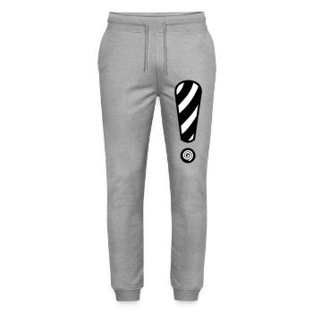 Black & White Spiral Stripes - Stanley/Stella Mover Unisex Organic Jogging Trousers - heather grey - Front - Marisol (170cm) & Nik (191cm)