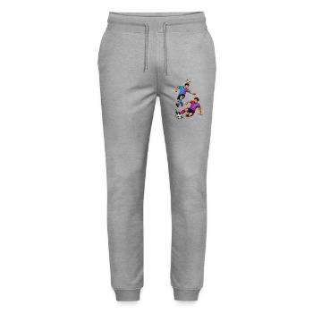 Fußball Zweikampf Neon Silhouette Spieler - Stanley/Stella Unisex Bio Jogginghose Mover  - Grau meliert - Vorne - Marisol (170cm) & Nik (191cm)