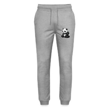 Panda Low-Poly - Stanley/Stella Unisex Bio Jogginghose Mover  - Grau meliert - Vorne - Marisol (170cm) & Nik (191cm)