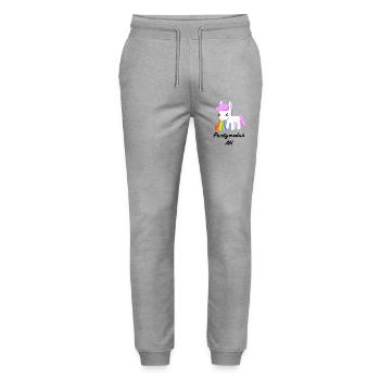 Partymodus AN , Einhorn - Stanley/Stella Unisex Bio Jogginghose Mover  - Grau meliert - Vorne - Marisol (170cm) & Nik (191cm)