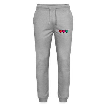 MOM. MOTHER'S DAY. HEART. FEAST. HAPPY BIRTHDAY - Stanley/Stella Mover Unisex Organic Jogging Trousers - heather grey - Front - Marisol (170cm) & Nik (191cm)