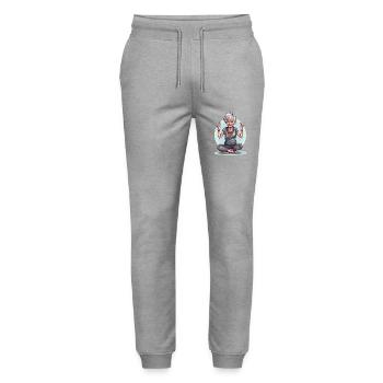 Cool Yoga Granny - Meditation in the Prime Age - Stanley/Stella Mover Unisex Organic Jogging Trousers - heather grey - Front - Marisol (170cm) & Nik (191cm)