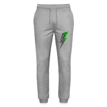Blitz Leoparden Muster mit Neon Schatten - Stanley/Stella Unisex Bio Jogginghose Mover  - Grau meliert - Vorne - Marisol (170cm) & Nik (191cm)