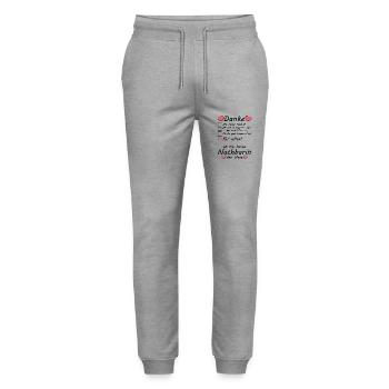 Nachbarin wegen Party Baulärm Danke sagen - Stanley/Stella Unisex Bio Jogginghose Mover  - Grau meliert - Vorne - Marisol (170cm) & Nik (191cm)