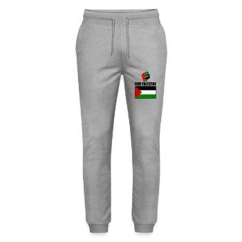 Free palestine - Stanley/Stella Mover Unisex Organic Jogging Trousers - heather grey - Front - Marisol (170cm) & Nik (191cm)
