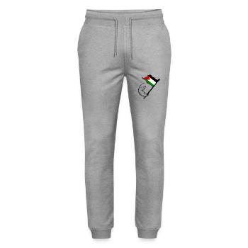 Free palestine - Stanley/Stella Unisex Bio Jogginghose Mover  - Grau meliert - Vorne - Marisol (170cm) & Nik (191cm)