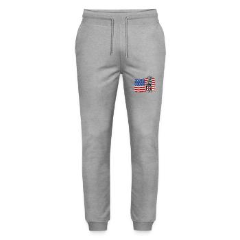 Vizsla US Amérique Drapeau Chiens Chien Wilsigns - Pantalon de jogging bio MOVER Stanley/Stella unisexe - gris chiné - Devant - Marisol (170cm) & Nik (191cm)